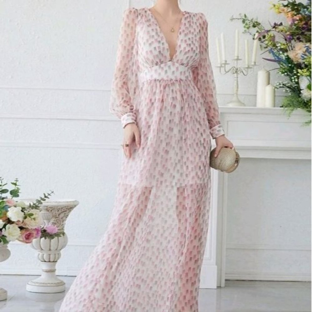 PARTY ALL OVER PRINT PREMIUM BRAND AND QUALITY SPECIAL EVENT MAXI DRESS